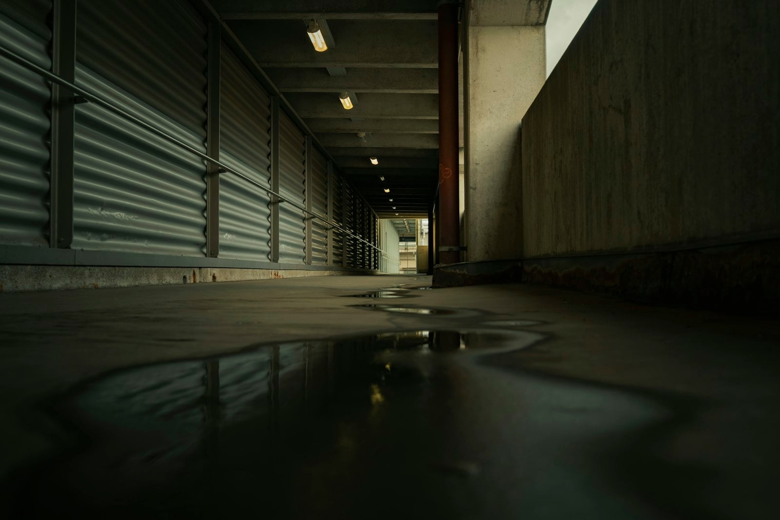 Standing water on a hallway floor